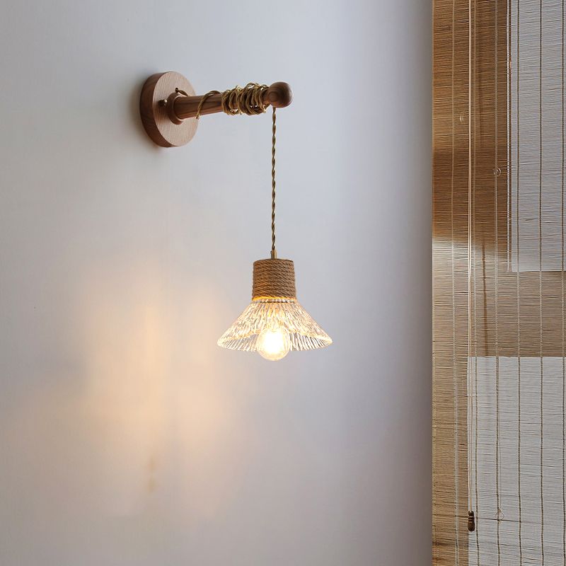 Modern Glass Shade Wall Mounted Sconce 1-Light Wall Lights for Bedroom