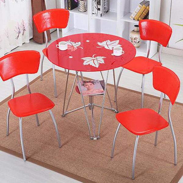 Modern Round Dining Room Table Tempered Glass Table with Pedestal Base for Dining Room