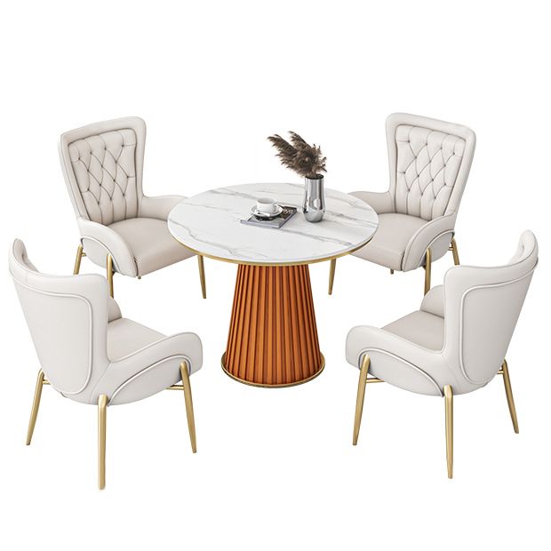 Metal Traditional Luxury Round Indoor Table Sintered Stone Table for Kitchen and Dining Room