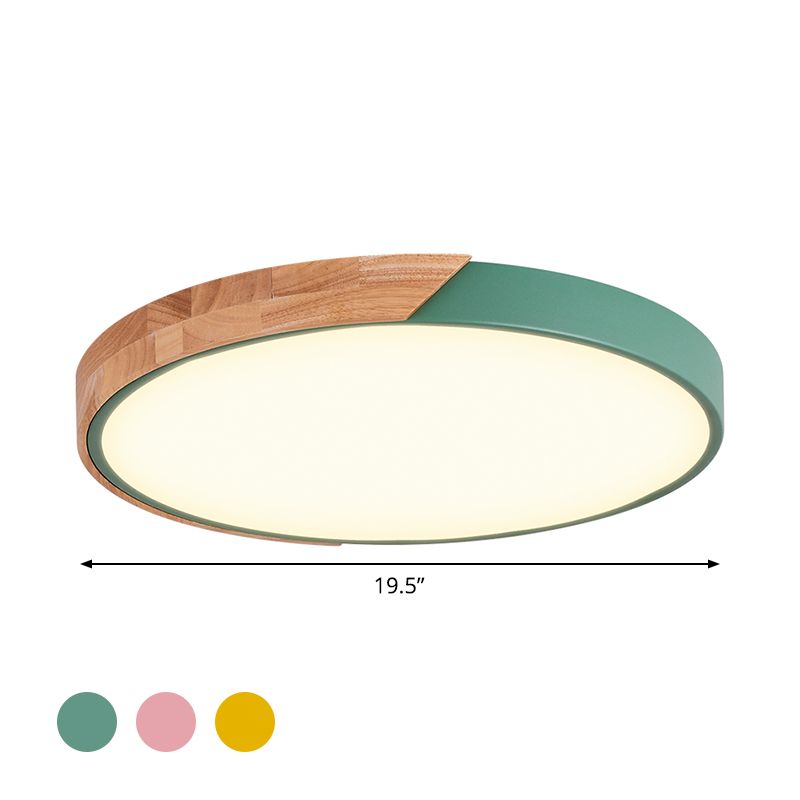 Rond plafondlamp, modern metaal, roze/geel/groen, LED-inbouwlamp, 16"/19,5" breed