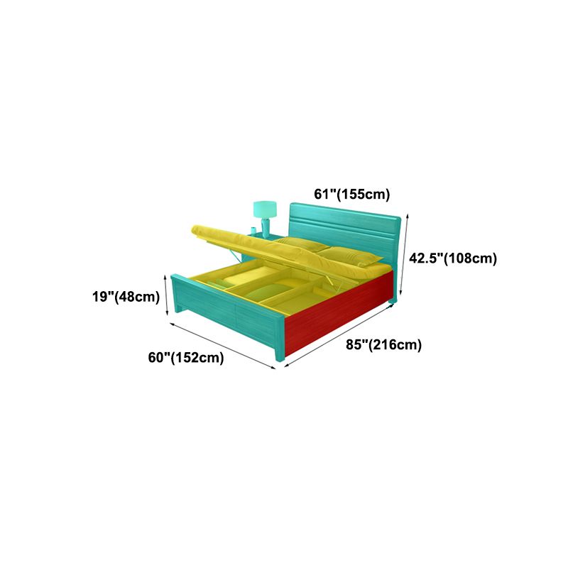 42.5" Traditional Solid Wood Bed, Low Profile Bed in Ash Walnut