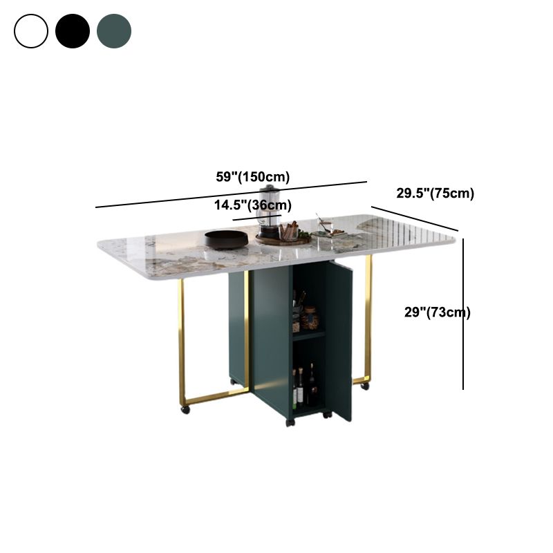 Modern Foldable Dinette Set 1/2/3/5 Pieces Rectangle White Sintered Stone Dining Table Set