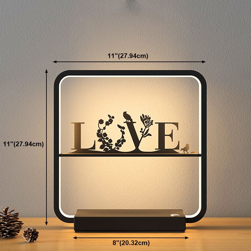 Art Decor Rectangular Night Table Lamp Bedside Black LED Wireless Charger with USB Port