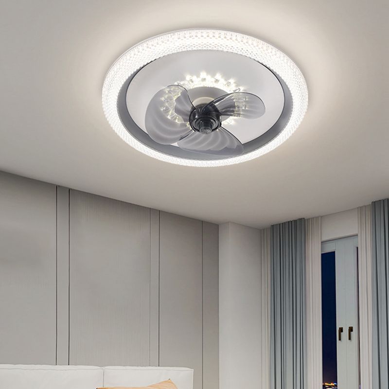 3-Blade Ceiling Fan Children Polish Finish LED Fan with Light for Foyer