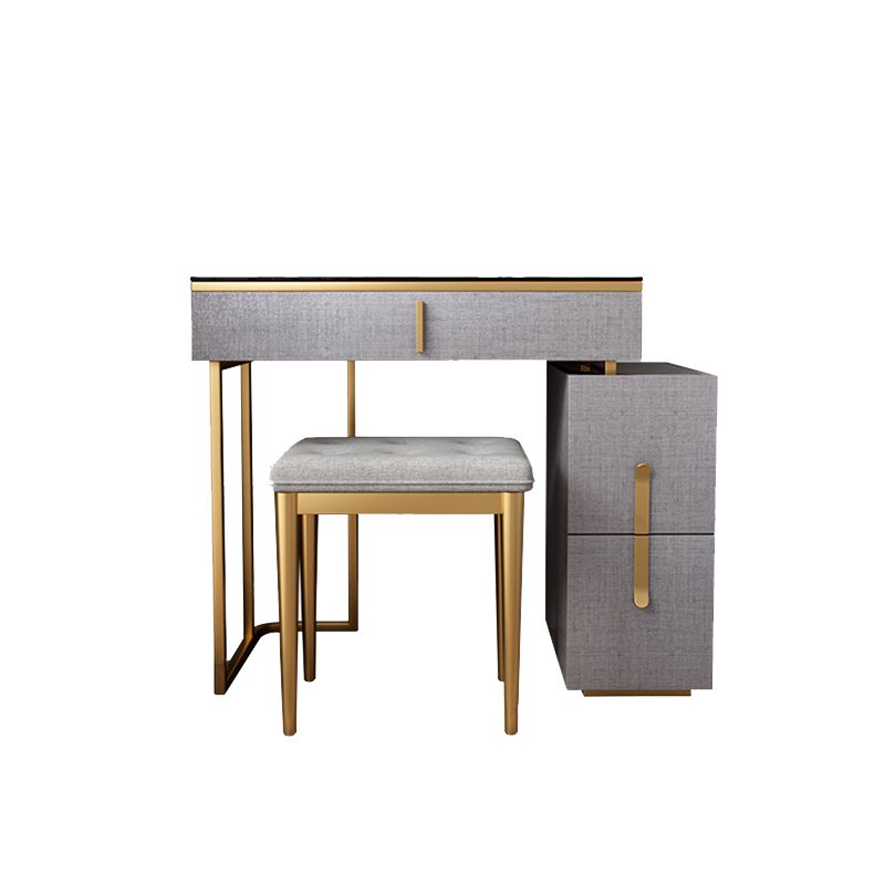 3-Drawer Glass Vanity Table with Stool Glam 26.4" W Dressing Table