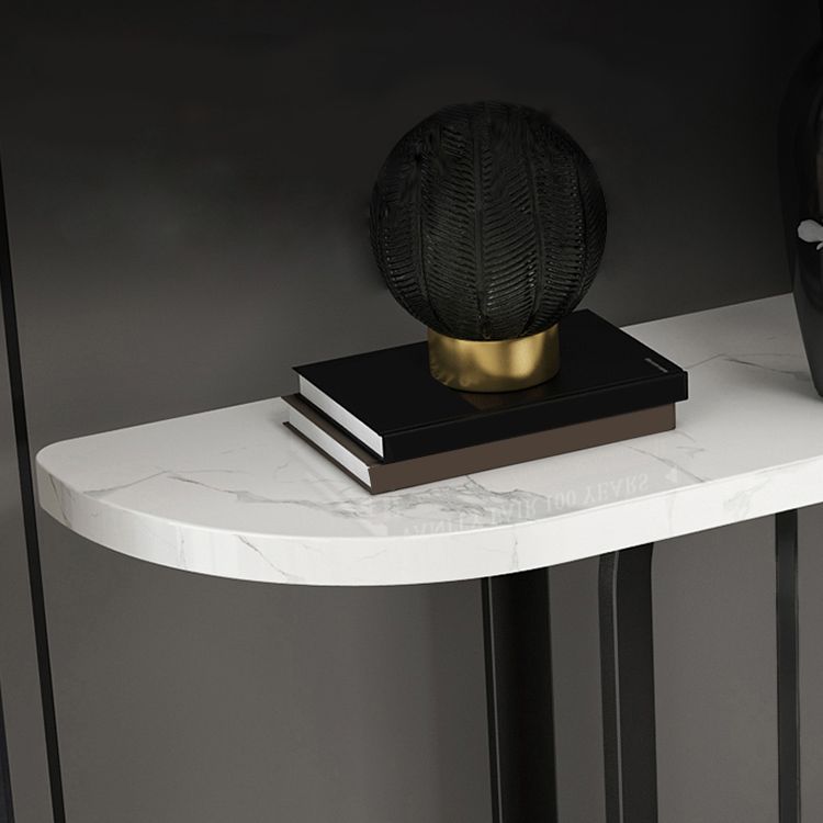 Glam Marble Console Accent Table Half Moon Console Sofa Table for Hall