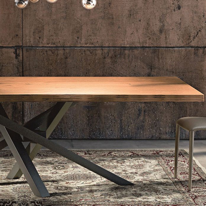 Industrial Dinning Table with Pine Rectangle Dining Table for Kitchen