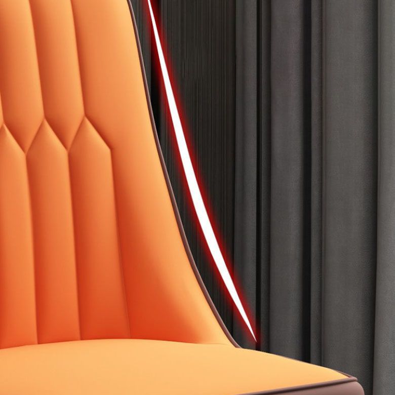 PU Leather Dining Chairs Industrial Parsons Chair with Metal Legs