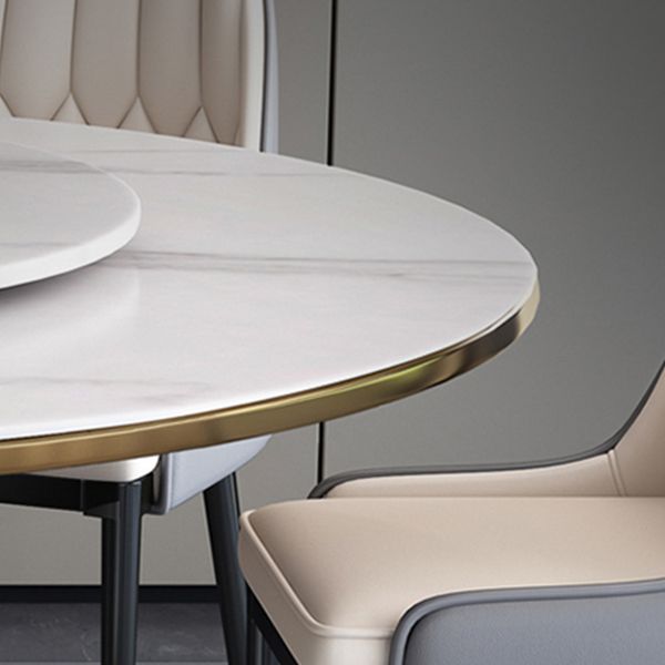 Metal Modern Round Dining Table Sintered Stone Table for Kitchen and Dining Room