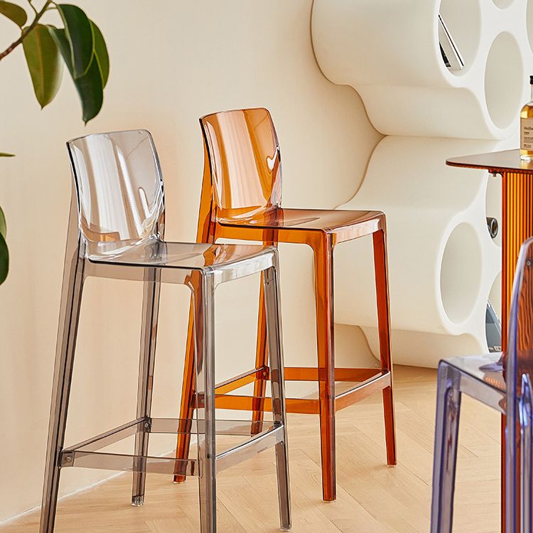 Modern Armless Backrest Counter Stool Acrylic Cafe Bar Stool with  Pedal