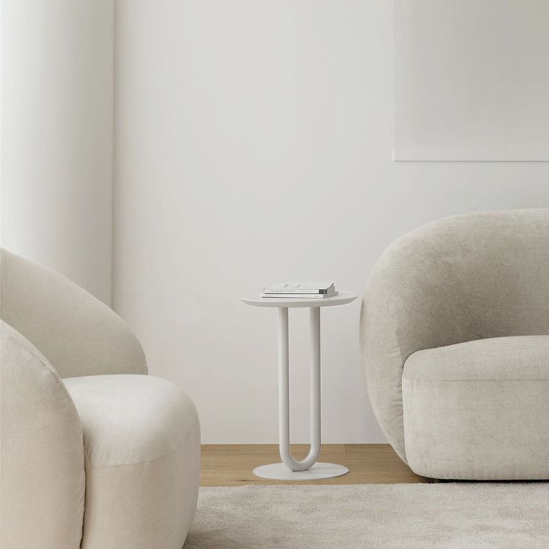 Metallic Pedestal Side Table Mid-century Modern Side End Table