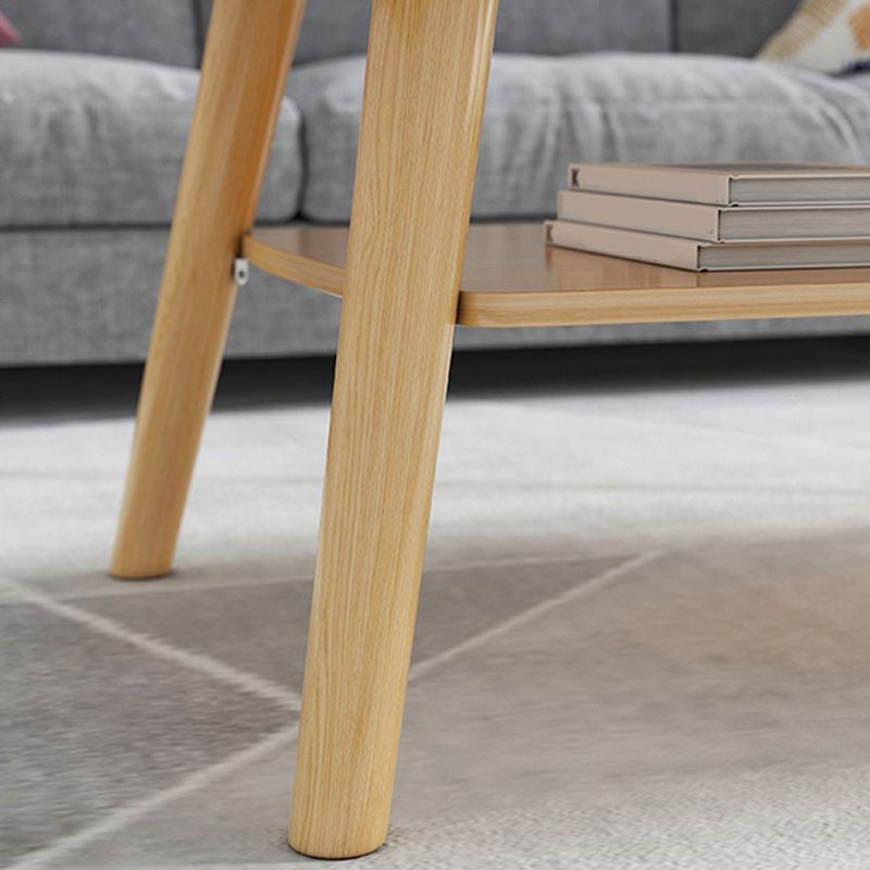 Modern 16.53" Tall R Wooden Coffee Table 4 Legs Cocktail Table with Shelf