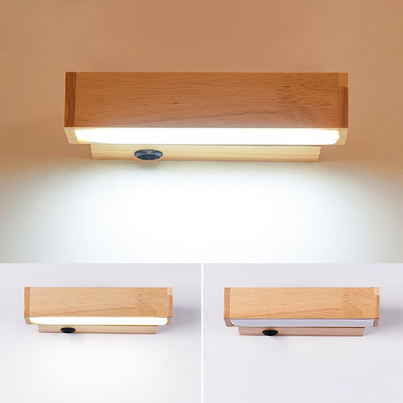 270 ° Rotatable Massivholz LED -Wandlampe 8.3 "breites nordisches Einfachheit rechteckiger Leuchtenlicht