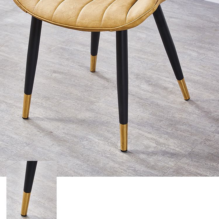 Contemporary Kitchen Dining Side Chair Leather Solid Back Chairs with Metal Legs