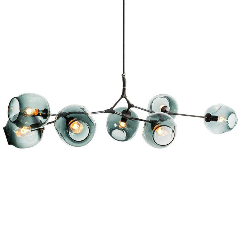 Nordic Molecular Hanging Lighting Dimple Glass 7 Heads Living Room Pendant Chandelier