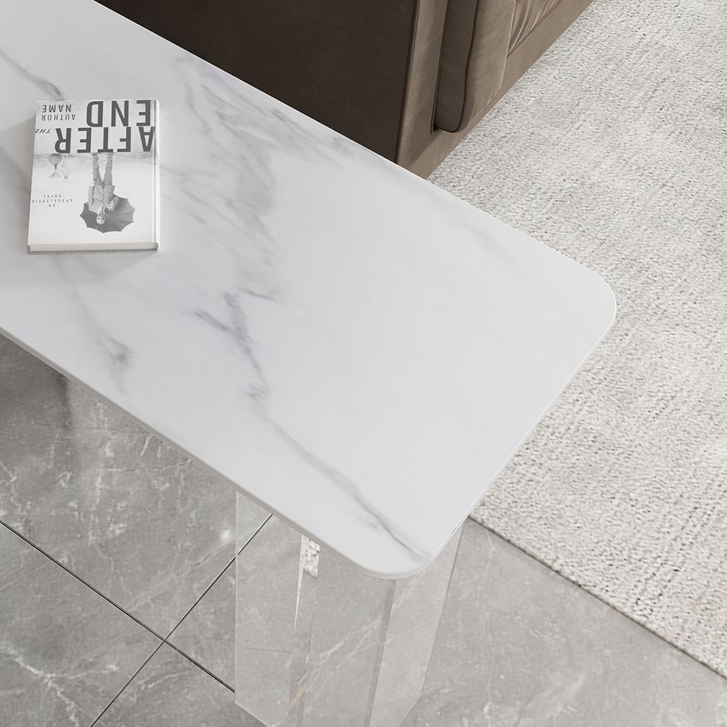 Modern White Stone Top Bistro Table with Acrylic Base for Small Places