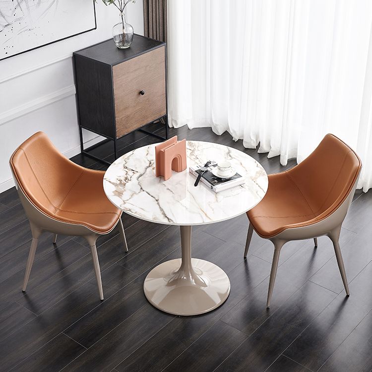 Modern Style Dining Chairs Faux Leather Kitchen Chairs with Metal Legs