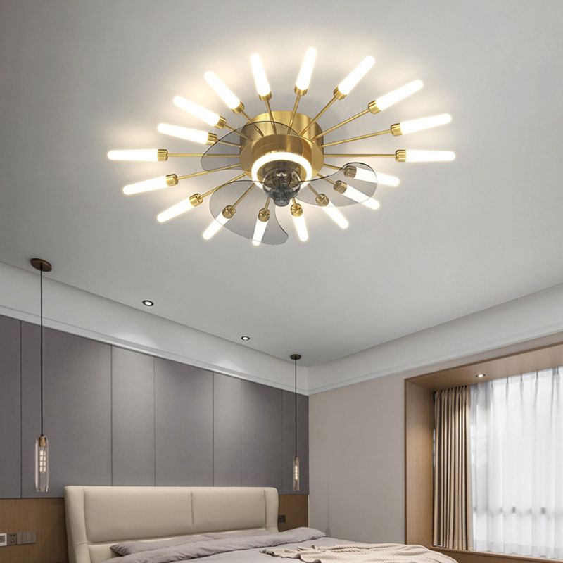 Multi Light Ceiling Fan Light Modern Style Metal Ceiling Fan Light for Bedroom