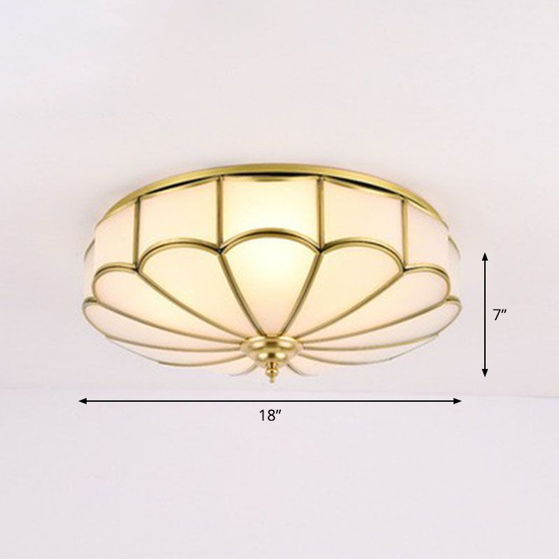 Scalloped Flush Ceiling Light Minimalistic White Glass Flush Mount Lighting Fixture