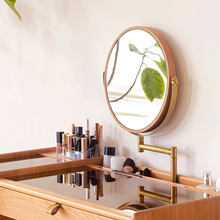 Scandinavian Drawers Dressing Table Solid Wood Dresser Mirrored Vanity Set