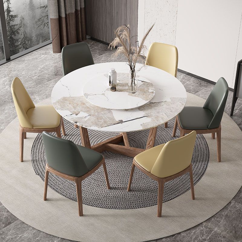 Round Dining Table Set 1/4/5/7 Pcs Solid Wood Frame Dining Table and Chairs