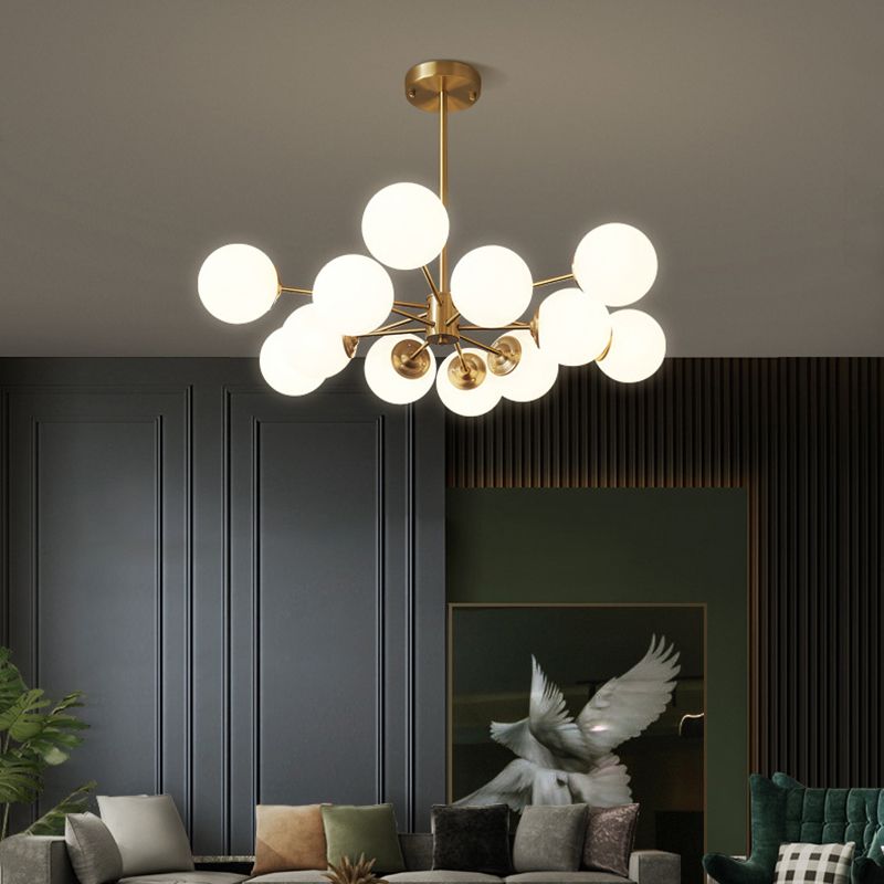 Spherical Shape Hanging Chandelier Modern Style Glass Multi Light Hanging Lamp for Bedroom