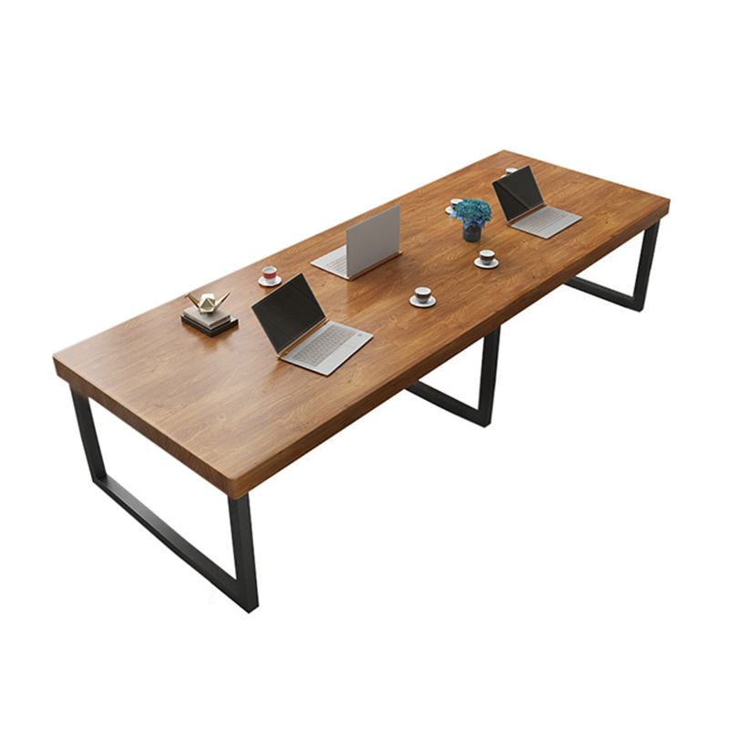 Pine Wood Top Dining Table Industrial Dining Table with Sled Base