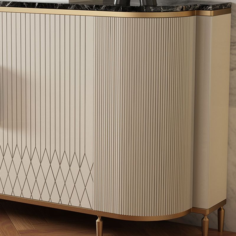 Modern Sideboard Table Faux Marble and Wood Sideboard Cabinet