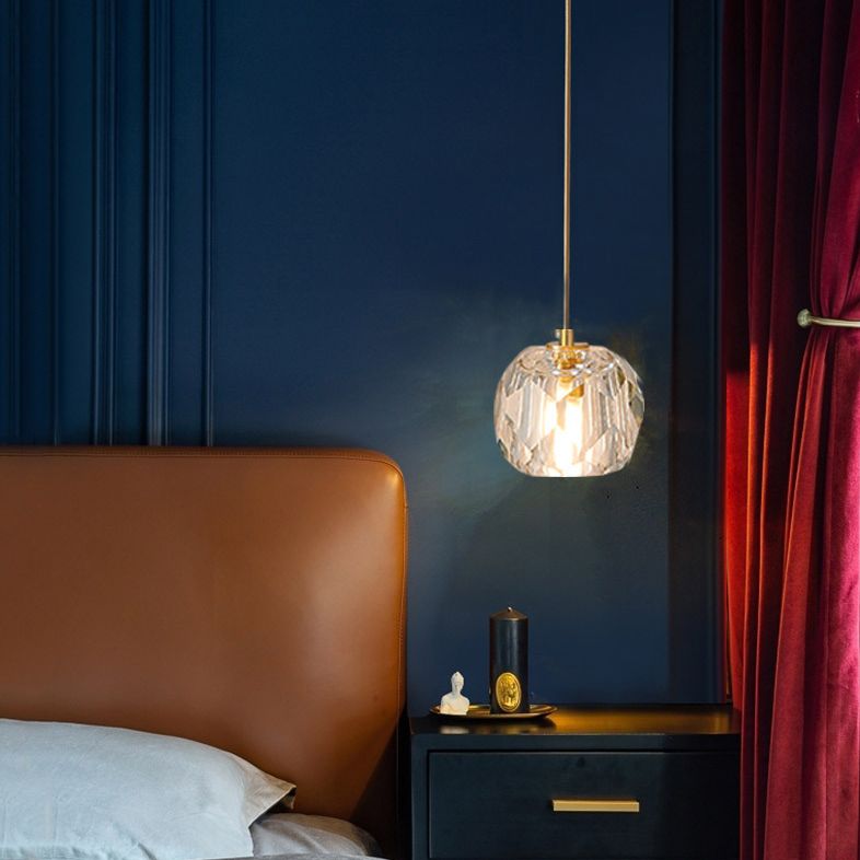 1-Light Crystal Ball Mini Pendant Light 4.3 Inch Wide Modern Simplicity Style Hanging Light with 78.7" Adjustable Suspension Wire