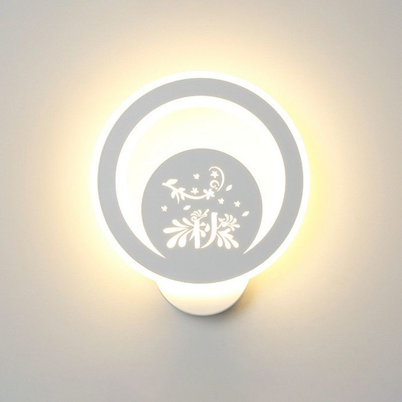 Modern Circular Shaped Sconce Lighting Acrylic Living Room LED Wall Light Fixture in White