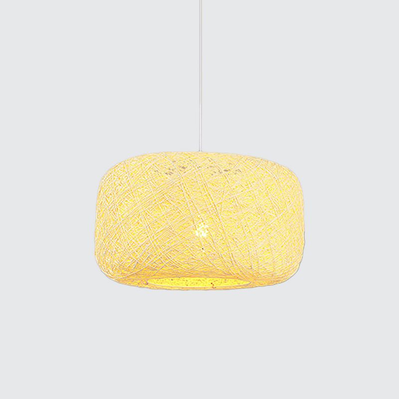 Ciondolo a ciondolo rossa/rosa/arancione a ciondolo Macaron a 1 luce Rattan Weaving Suspension Lighting for Bistro