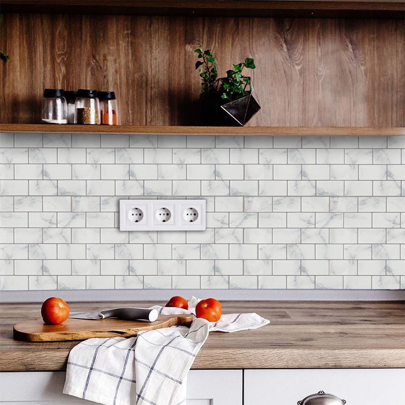 Faux Brick Wallpaper Panels Rustic Smooth Wall Covering in Grey for Bathroom, Self-Stick