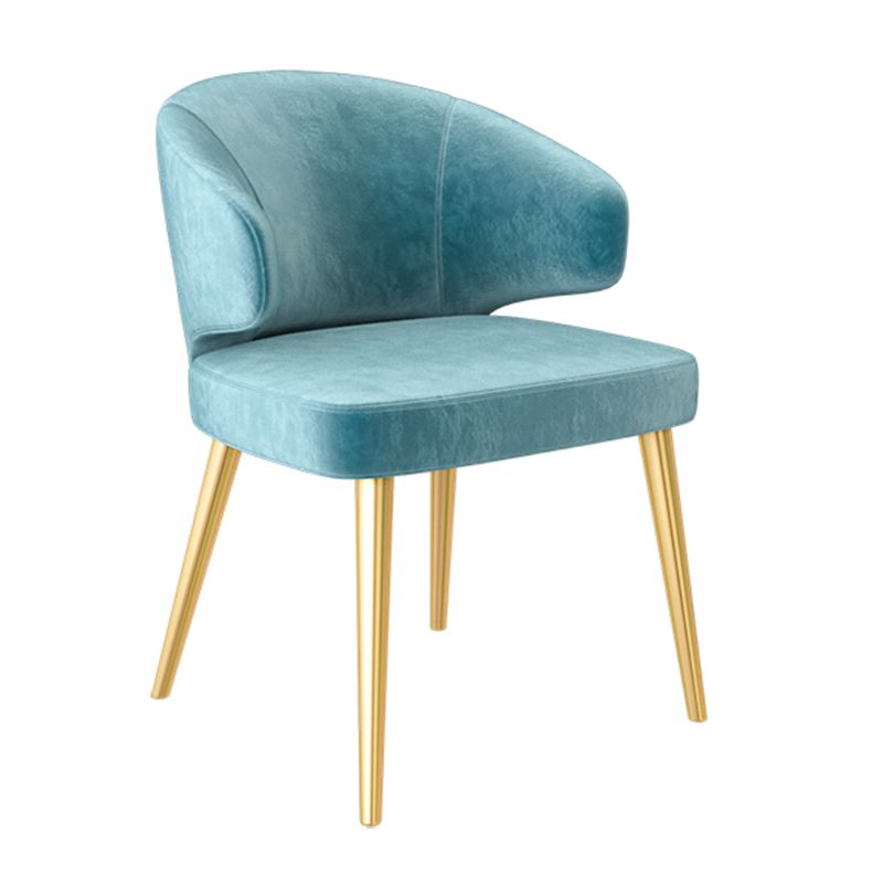 Fauteuils de salle à manger en métal nordique, chaise latérale de salle à manger en velours pour Restaurant