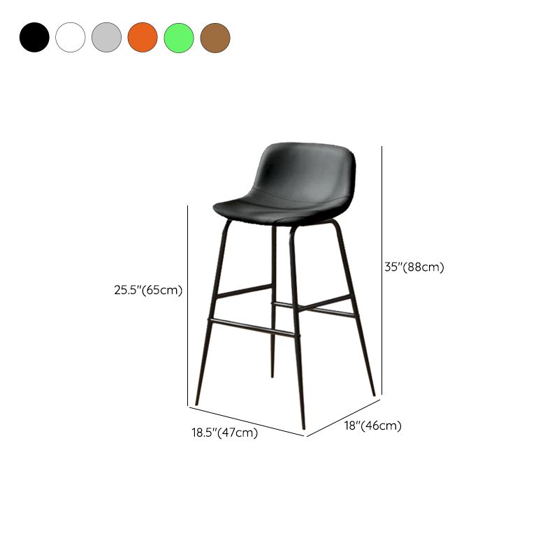 Faux Leather Dining Stools Industrial Bar Stools with Black Metal Base