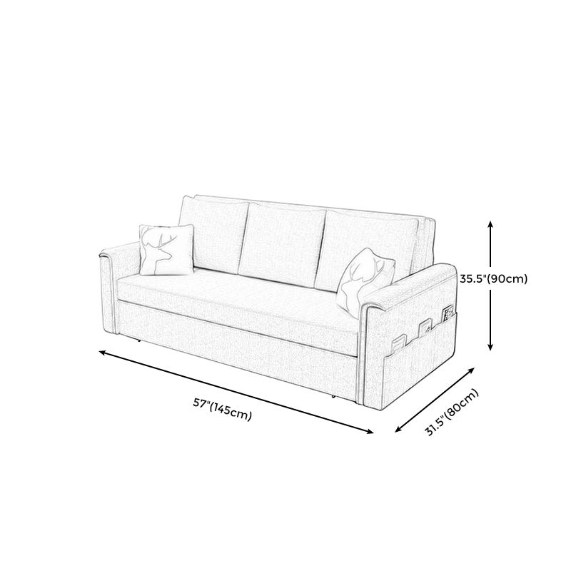 Flared Arm Modern Cotton Blend Settee Couch with Pillows with Storage