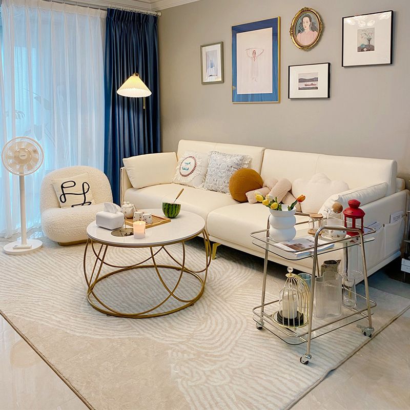 Apricot Tone Modern Indoor Rug Polyester Banded Print Carpet Easy Care Rug for Home Decoration