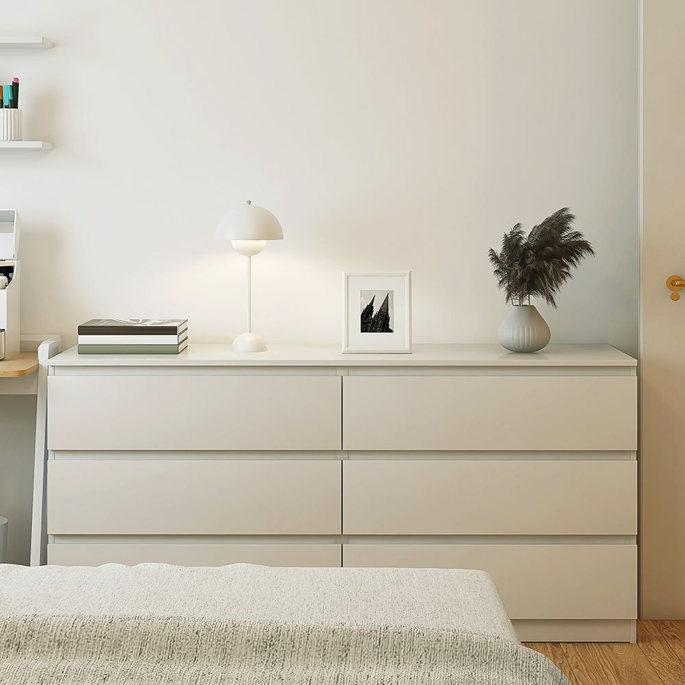 Ultra Modern Horizontal Double Dresser Wood Storage Chest Dresser for Bedroom