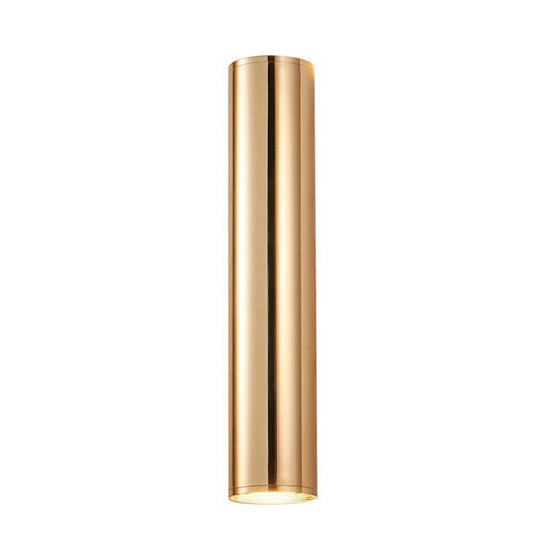Cylindrical Aluminum LED Wall Light Post-modern Simplicity Metal Bedside Lamp in Electroplated Gold