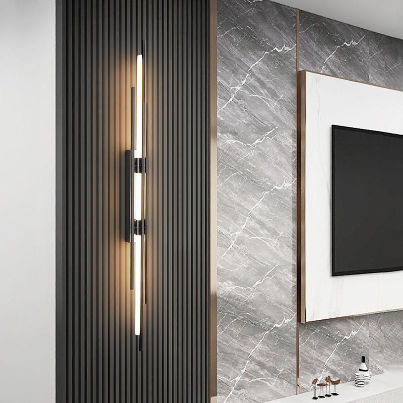 Solid Brass Linear Wall Sconce in Black / Gold Finish LED Wall Light