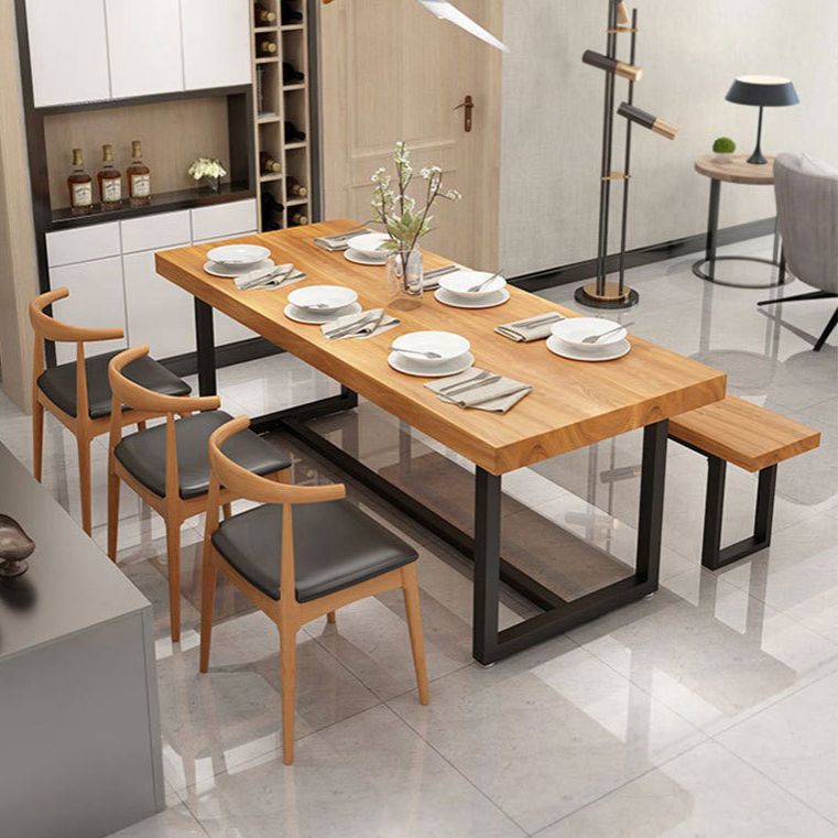 Rectangle Trestle Dining Table Modern Wood Table for Dining Room Bar