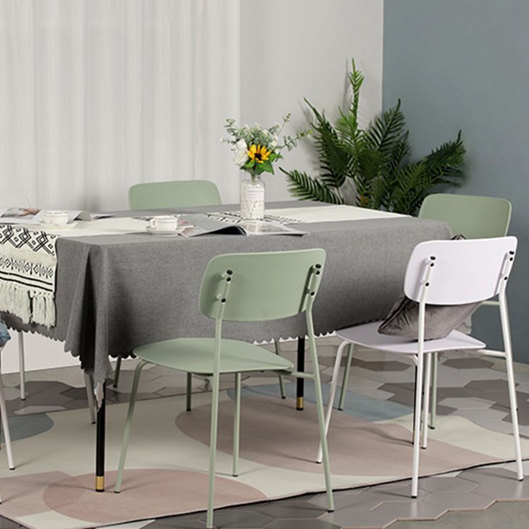 Industrial Dining Armless Chairs Plastic Open Back Side Chair with Metal Legs