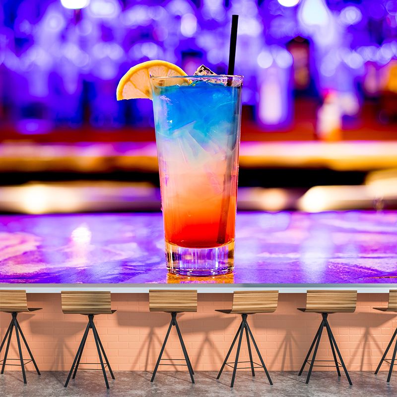 Customized Cocktail Mural Wallpaper Decorative Restaurant Wall Art in Bright Color