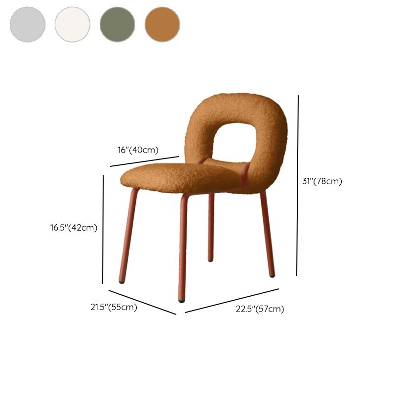 Designer Style Armless Dining Chair Open Back Side Velvet Chair with Metal Legs