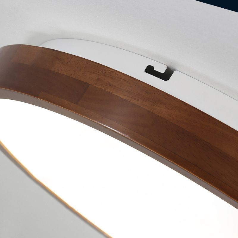 Modern Single Brown Flush Mount Lighting Wooden Ceiling Light for Bedroom
