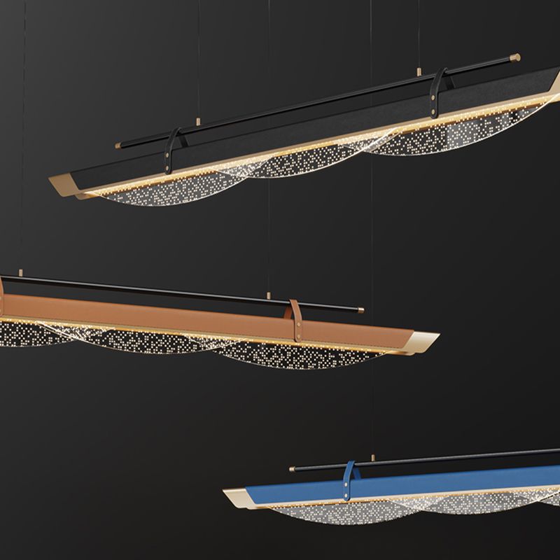 Leather LED Island Light Fixture Ultra-Modern Hanging Light for Dining Room