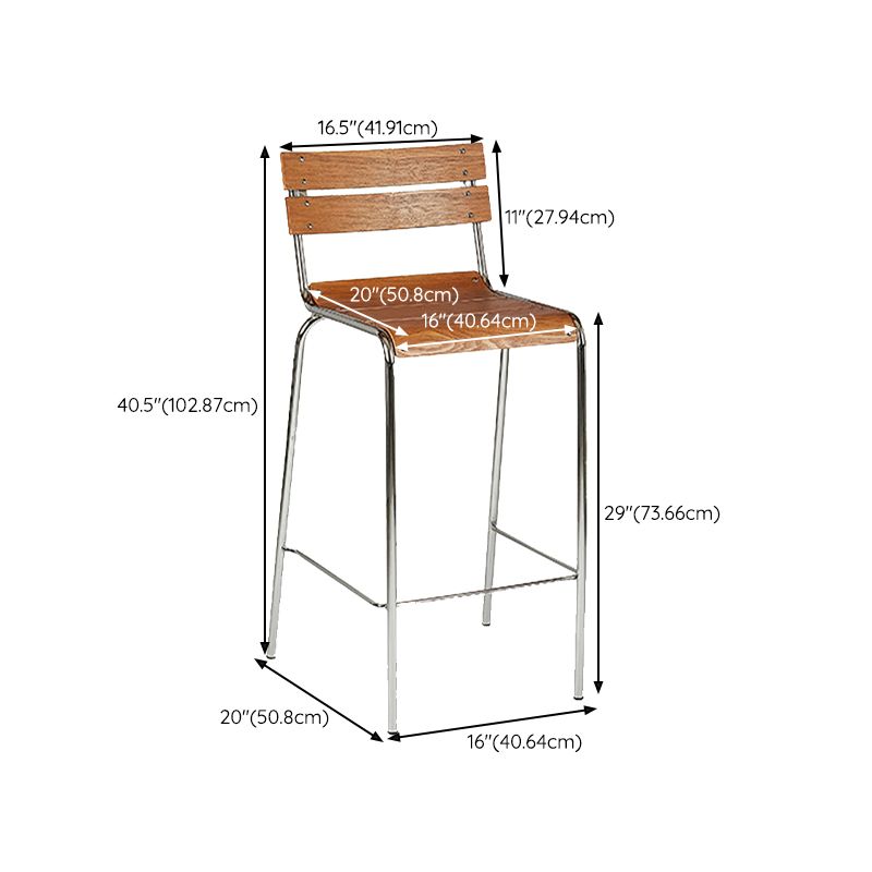 Modern Style Counter Stool Wood Low Back Barstool with Footrest