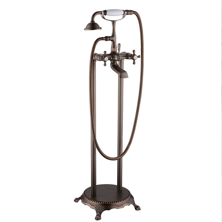 Traditional Style Freestanding Tub Filler Copper Floor Mount Freestanding Tub Filler