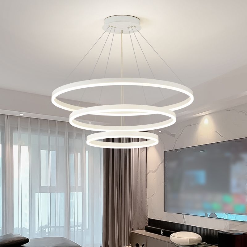 Nordic Layered Chandelier Metal Circle Chandelier Pendant for Living Room