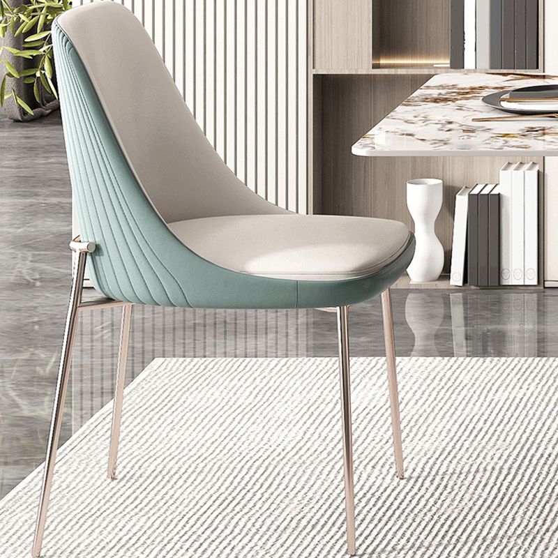 Glam Side Chair Metal Solid Back Dining Room Chair for Indoor