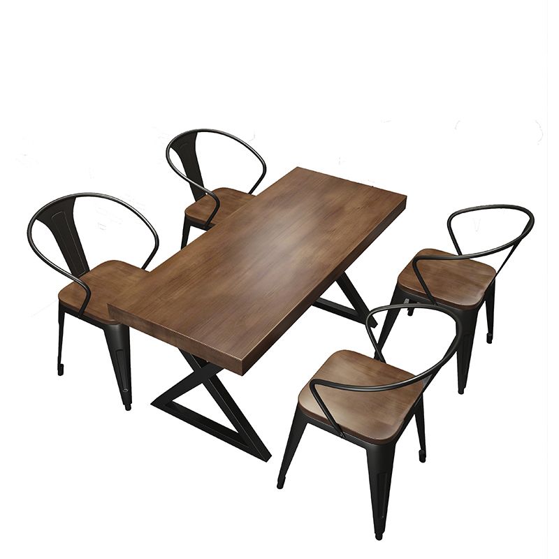 Industrial Rectangle Wood Dining Table 1/5/7 Pieces Dining Set for Cafe